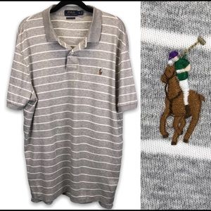 Polo by Ralph Lauren Pima Soft Touch Cotton Polo Shirt Heather Gray and White XL